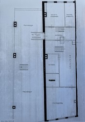 <p>Plattegrond van de tweede verdieping van Oudestraat 100 en de zolder van 102, nieuwe situatie in 1917. In de borstwering werd een doorbraak gemaakt en aan de voorzijde maakte men van de voormalige kamer en bergruimte één logeerkamer (Stadsarchief Kampen). </p>
